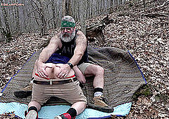 Daddy bear Will Angell fucks Scott Ryder deep in the forest