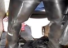 nlboots - blue rubber catsuit, waders