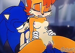 Cartoon kitty Sally is having wild sex with her furry extraterrestrial friend, Sonic The Hedgehog