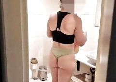 Gym Washroom Surprise - Hotwife Gets Caught Changing