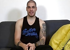 Tatted babe has a solo scene during casting call