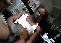 Aroused Ebony Guy Tugging On His Dick