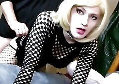 Cute blonde sissy having a sissygasm