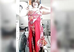 Patty Crossdresser Teasing Red Summer Suit