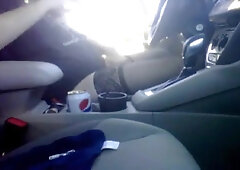 Bear in thigh high nylons jerking off in the car at the park 3