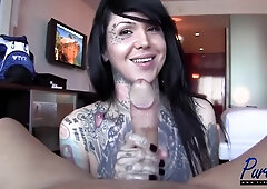Tattooed Beauty Strokes A Big Cock - Britney Boykins And Christian Xxx