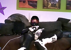 Pup Sparkle In Biker Cumming Inside A Dainese Suit
