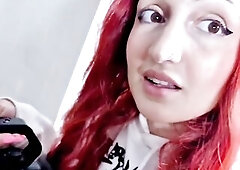 Curvy redhead Victoria Arias, a Spanish mother I'd like to fuck with biggest titties and a moist plump butt, works the camera for Gian Howl and T
