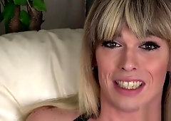 Solo tranny strips and plays with her cock