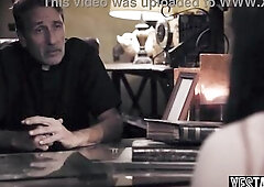 Large titties cheating cougar gets manipulated and pounded by lewd older priest