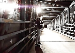 LATE NIGHT WALK Minah Khali Takes A Walk Late Night Bridge Highway and Bike Trail Gives Oral To Public Jogger