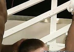 Two black guys getting rough on white boy gay porn