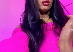 Watch how I play with my big curved cock and make a mess of my nails