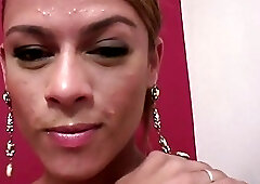 Good looking Brazilian shemale Kamila fucks with hung stud wildly