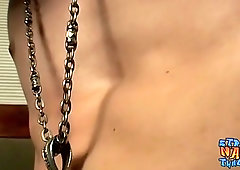 Tall thug faps his lollipop real stiff and sighs strenuously