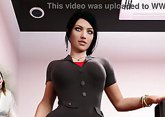 Voluptuous gamer milf Anna in sexy fox lingerie dominates a fake job interview simulation with bold seduction and full strip