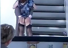 Crossdresser gets fucked bareback and creampied