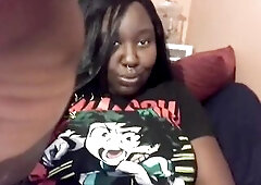 Black Nerd Slurping and Riding 9inch Vibrator