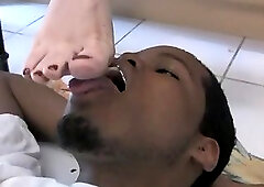 Ugly black guys useful for cleaning preety white dirty feet