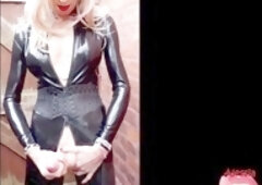 Alessia Travestita 44 getting frisky in tight spandex in an alley