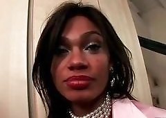 Black shemale gets ass submissive for a horny white boy