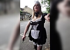 Several videos of me clothed in a sissy maid uniform with ebony nylons and walking outdoors in Lancashire.