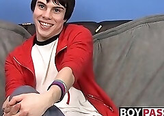 Interviewed twink Kyler Moss jerks off before cumming hard