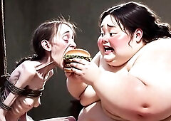 Greatly slim hotty being stuffed by a huge SSBBW. The chubby woman her to eat greater amount and greater quantity, clearly enjoying the feederism domi