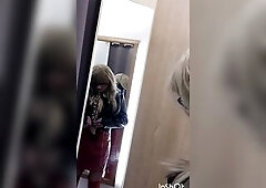 sissy masturbates schlong in dressing room