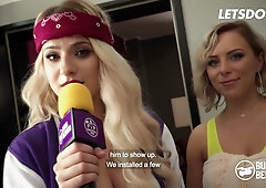Lilli Vanilli gives a passionate blowjob to a standing man on a bunk bed in a realistic European setting