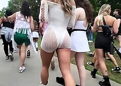 Street voyeur follows stunning amateur babe in sexy outfit