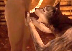 A man with a large wang bangs a fur wolf - Large Ramrod Stud - CG Porn WildLife