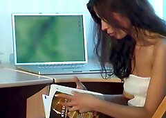 Young girl explores her body solo