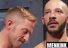 Dylan Strokes gets hot wax all over his chest before Adam Herst knocks down his ass