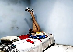 Joselynne Crossdresser In Constricted Suit And Heels No Pants Using Buttplug Second Part Of three