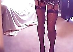 Homemade crossdresser with slim legs