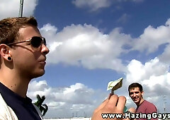 Wild outdoor games with hazed college guys - hot homemade video!