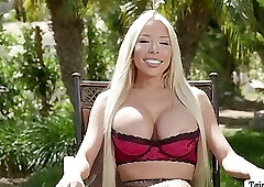 Curvy shemale craves for some big dick!