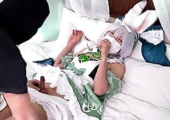 Genshin Impact Nahida cosplay scene with Asian femboy Haru getting fucked hard