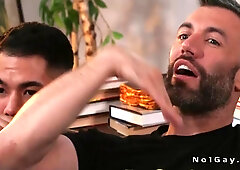 Live homosexual inhaling and barebacking with jizz flow completing