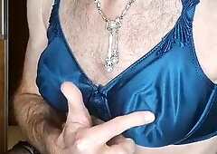 Crossdresser wearing Chantelle Underwear and jerks in it