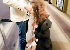 Sexy Cum Doxy on Leash gets Crop Slapped and Face Drilled in Hotel Lobby