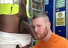 Worker Handling Big Huge Lethal Tool With Care