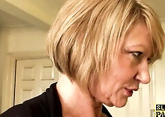 Charming granny fingering herself