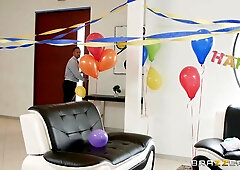 STEPMOM fucks husband's secretary on her man's bday