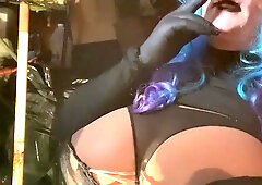 Crossdresser smoking two