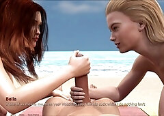 Busty babes in an adult visual novel gameplay