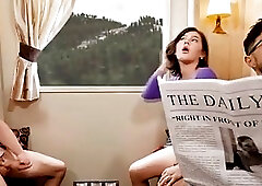 Substantial melons tgirl Daisy Taylor blows rod n barebacked on train