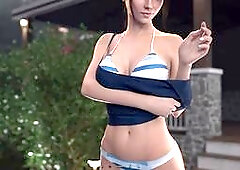 Steamy summer fun with big-boobed redhead and her gothic best friend by the pool