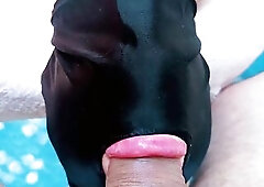 See in this clip:jock sucking, fleshly red lips, brown penis, shlong licking, throat spunk fountain, tons of cum, hawt woman in mask, groans